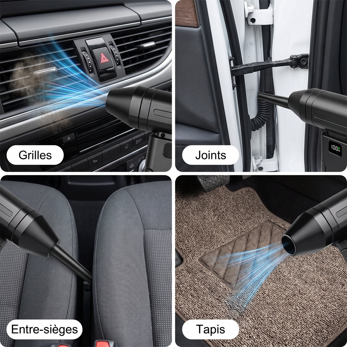 Grilles, joints, entre-sièges et tapis