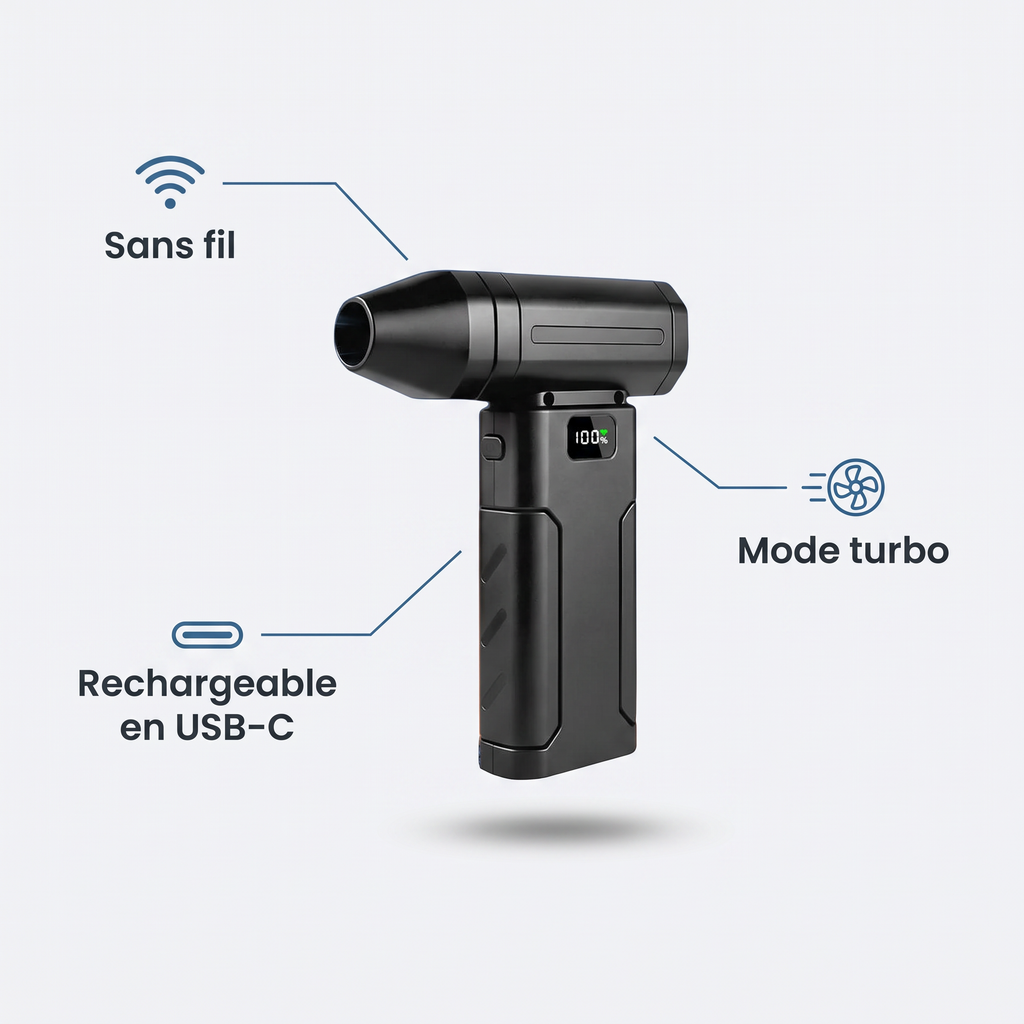 Sans fil, rechargeable en USB-C, mode turbo
