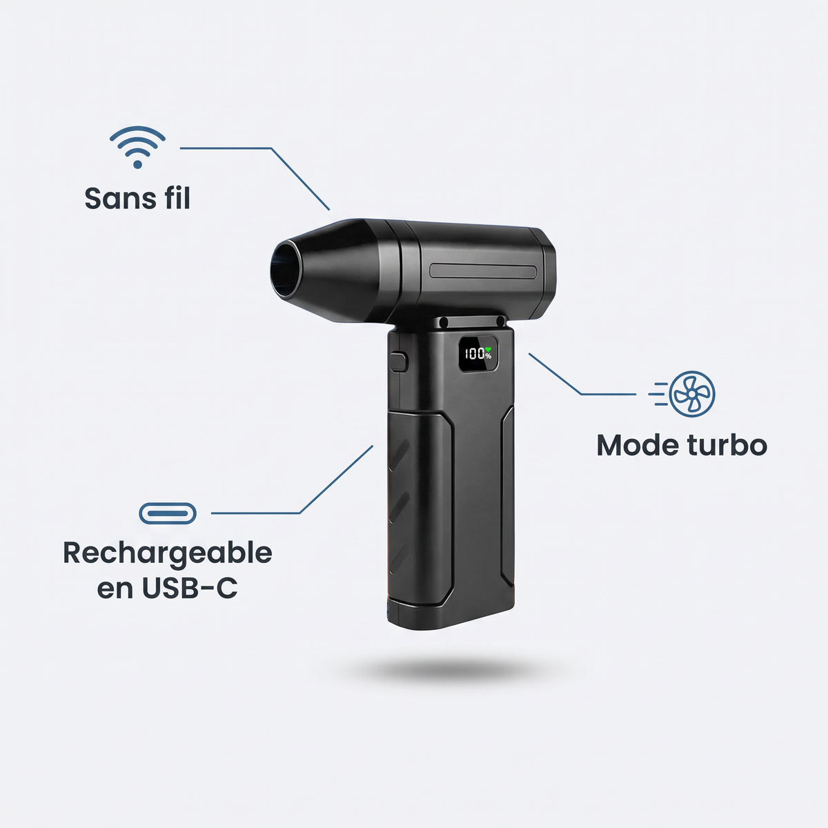 Sans fil, rechargeable en USB-C, mode turbo